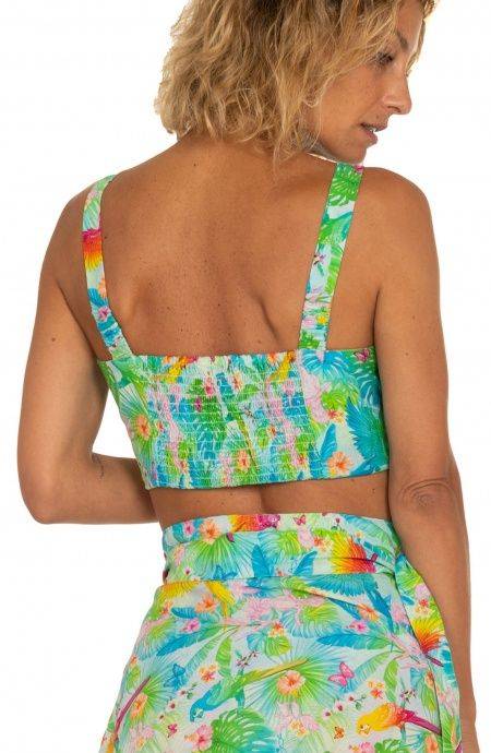 Pin Up Stars Top Con Spalline Stampa Happy Tropical Outlet