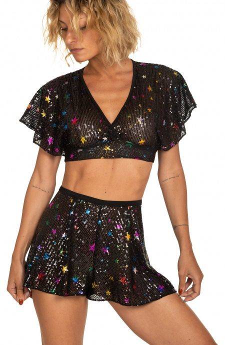 Pin Up Stars Crop Top Incrociato Stella Capricciosa Vendita Calda