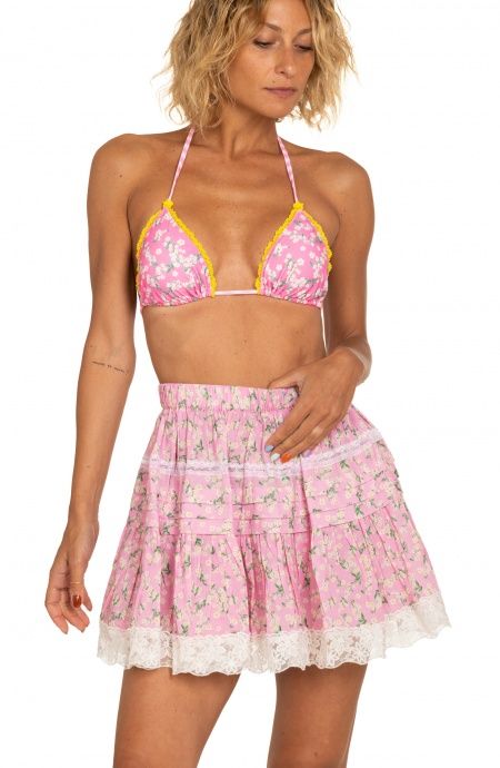Pin Up Stars Gonna Ricamata Con Balze Stampa Flower Print Vendite Flash