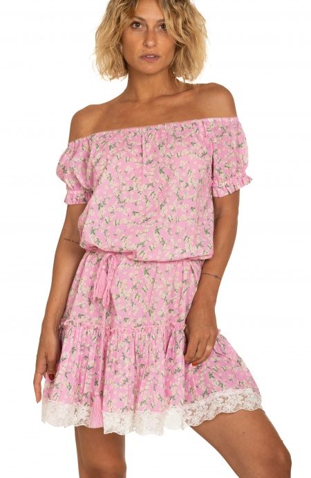 Pin Up Stars Abito Maniche A Palloncino Flower Print Nuova