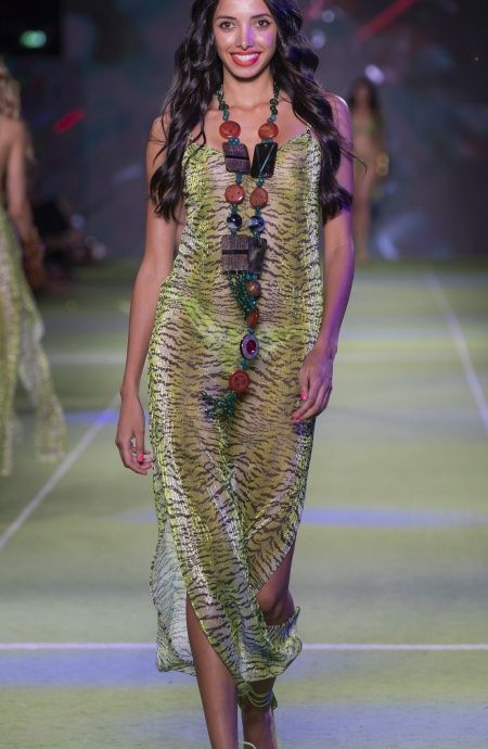 Pin Up Stars Abito Sottoveste Crepon Lamè Stampa Tigre Economico