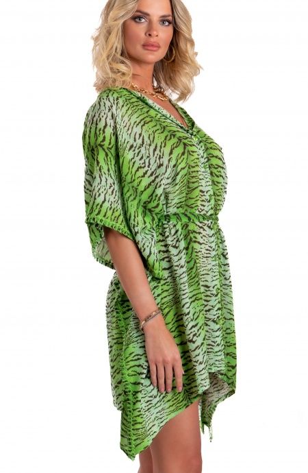 Pin Up Stars Poncho Mussola Di Viscosa Stampa Tigre Offerte