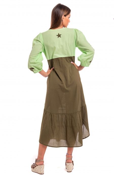 Pin Up Stars Abito Ricamato Manica Lunga Cotone Pineapple Patch Vendita Economica
