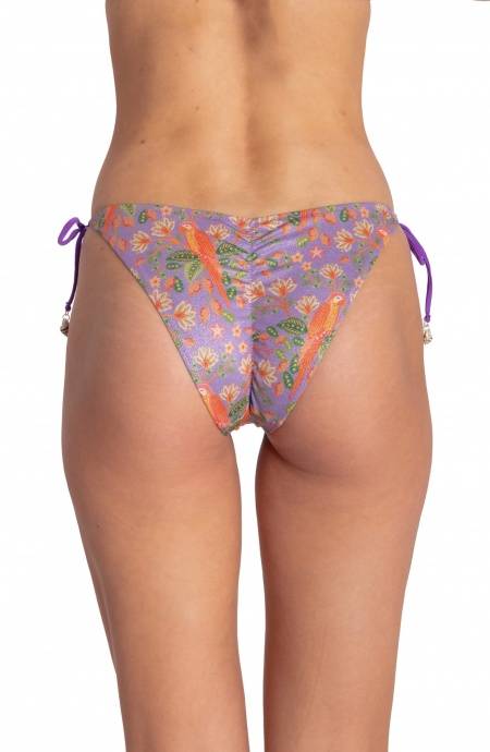 Pin Up Stars SLIP BIKINI BRASILIANA CON CONCHIGLIE STAMPA FLOWER BIRD Nuovo