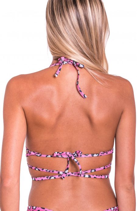 Pin Up Stars Top Bikini Triangolo Imbottito Fisso Push-Up Cuore Matto Qualità Garantita