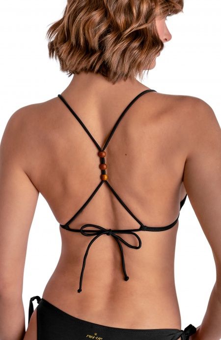 Pin Up Stars TOP BIKINI TRIANGOLO IMBOTTITO CON PERLE E CONCHIGLIE TINTA UNITA Offerte