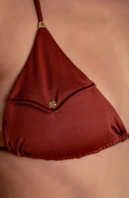 Pin Up Stars TOP BIKINI TRIANGOLO IMBOTTITO CON TASCHINO TINTA UNITA Vendita Calda