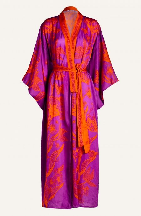 Pin Up Stars Kimono Viscosa Satin Principe Azzurro Saldi Di Fabbrica