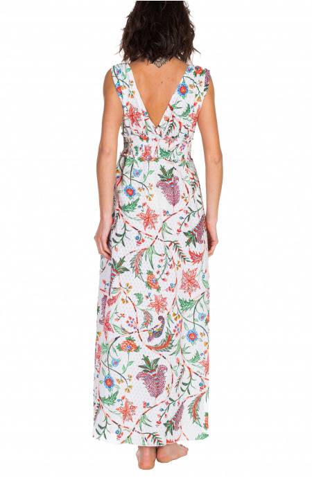 Pin Up Stars Long Dress Con Spacchi Stampa Camaleonte In Linea