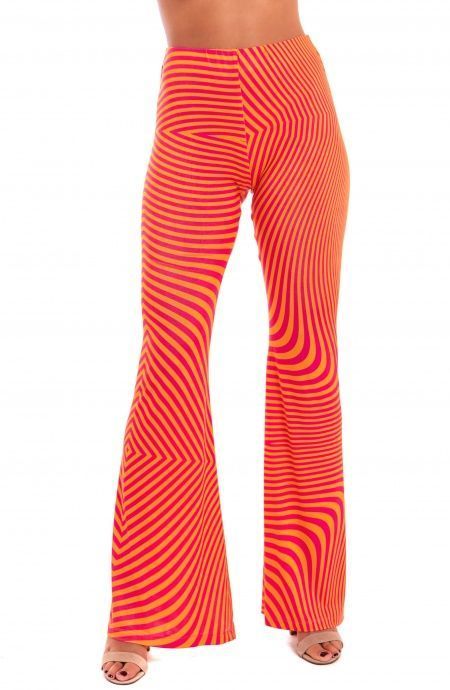 Pin Up Stars Pantalone a Zampa Jersey Stampa Optical Fino Al -60%