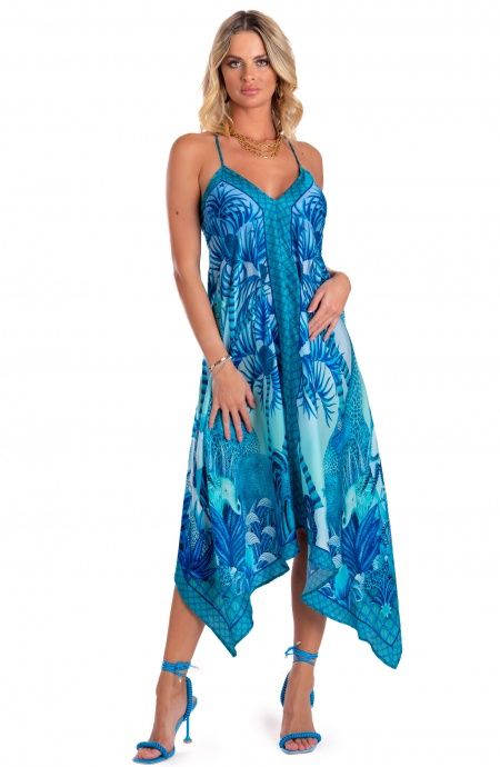 Pin Up Stars Abito Foulard Raso di Viscosa Palm Paradise Presa