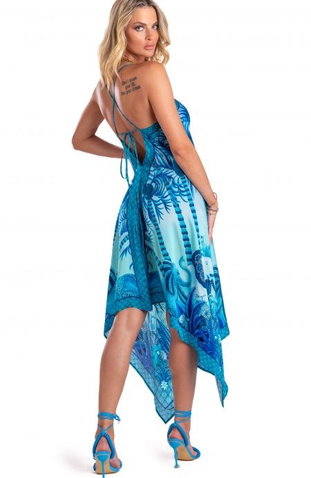 Pin Up Stars Abito Foulard Raso di Viscosa Palm Paradise Presa