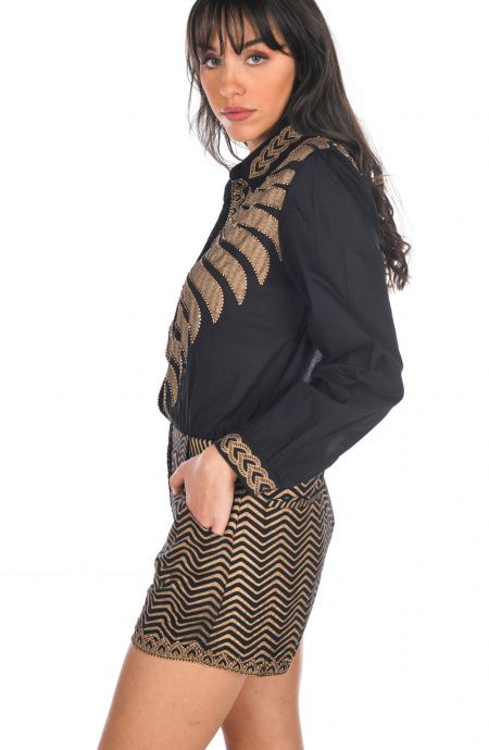 Pin Up Stars Tutina in Cotone Ricamo Foglia Oro In Saldo
