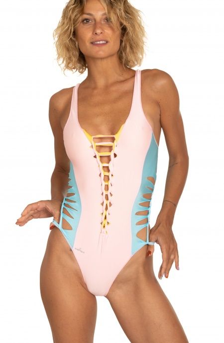 Pin Up Stars Costume Intero Double Cut Tinta Unita Vendita
