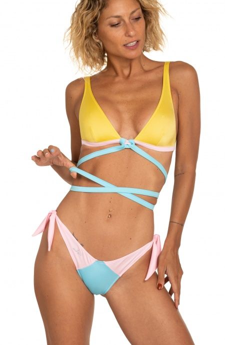 Pin Up Stars Bikini Triangolo Vela Slip Fiocchi Tinta Unita Promozione