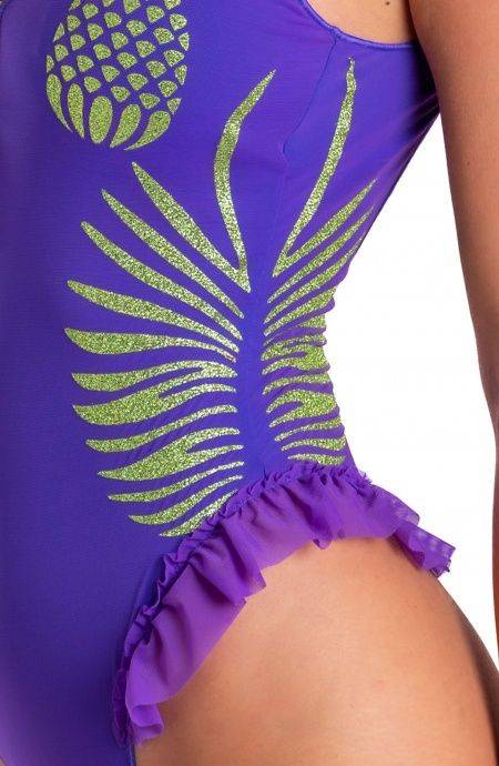 Pin Up Stars Costume Intero Tulle Stampa Ananas Lurex In Saldo