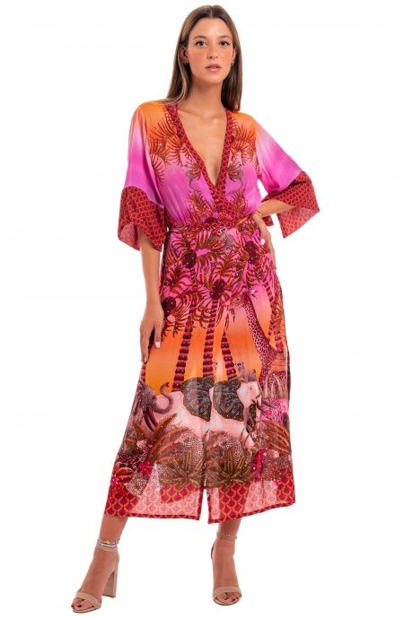 Pin Up Stars Kimono Mussola di Viscosa Palm Paradise Promozione Limitata