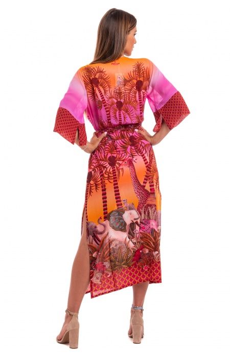Pin Up Stars Kimono Mussola di Viscosa Palm Paradise Promozione Limitata
