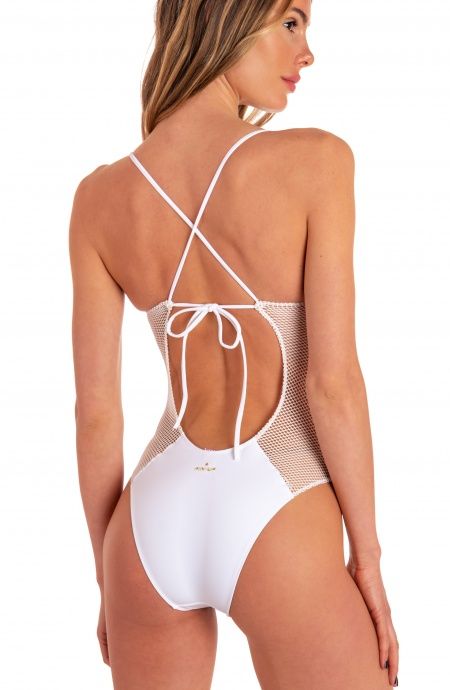 Pin Up Stars Costume Intero Ricamo Lance Tinta Unita Rete Hotsell