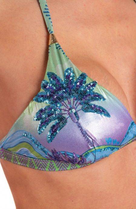 Pin Up Stars Bikini Brassiere Slip Fiocchi Stampa Ricamo Paillettes Dune Nuova