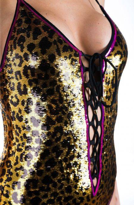 Pin Up Stars Costume Intero Full Paillettes Macula Promozione Limitata
