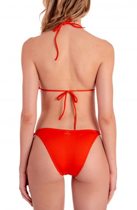 Pin Up Stars Bikini Triangolo Imbottito Slip Fiocchi Foglie Laser Tinta Unita Presa