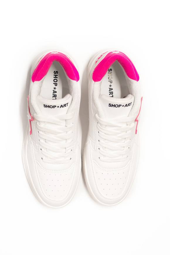 Please Jeans SHOP ART - SNEAKER 227 - WHITE FUXIA FLUO Promozione Limitata