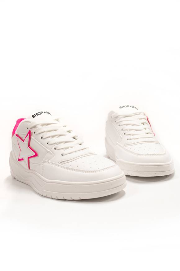 Please Jeans SHOP ART - SNEAKER 227 - WHITE FUXIA FLUO Promozione Limitata
