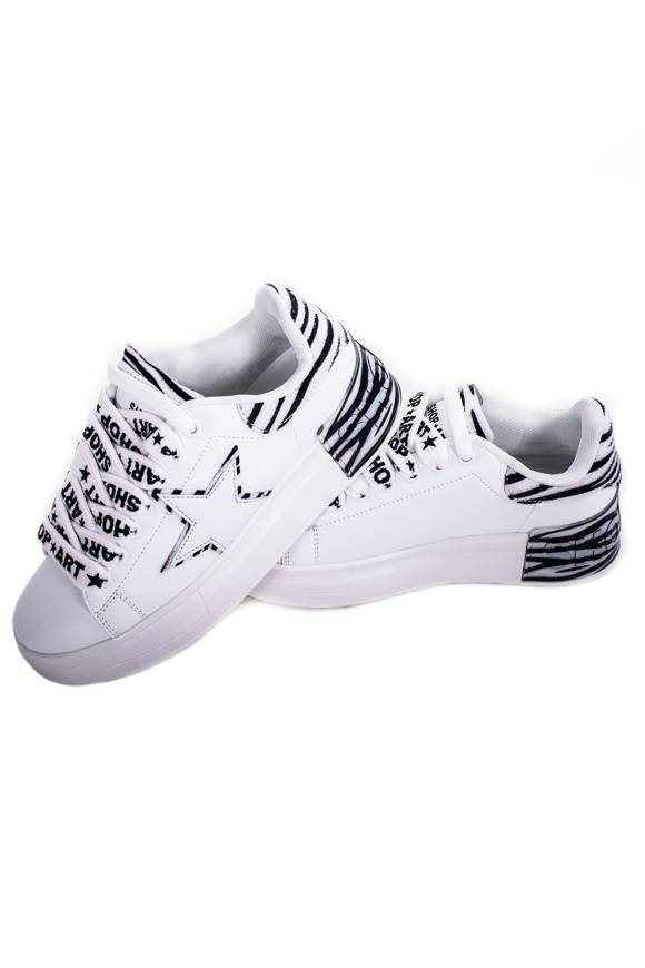 Please Jeans SHOP ART SNEAKER KIM - WHITE/ZEBRATO Promozione