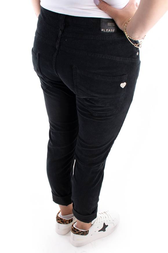 Please Jeans PLEASE CORD PANTALONI P78 - NERO Pezzi Unici