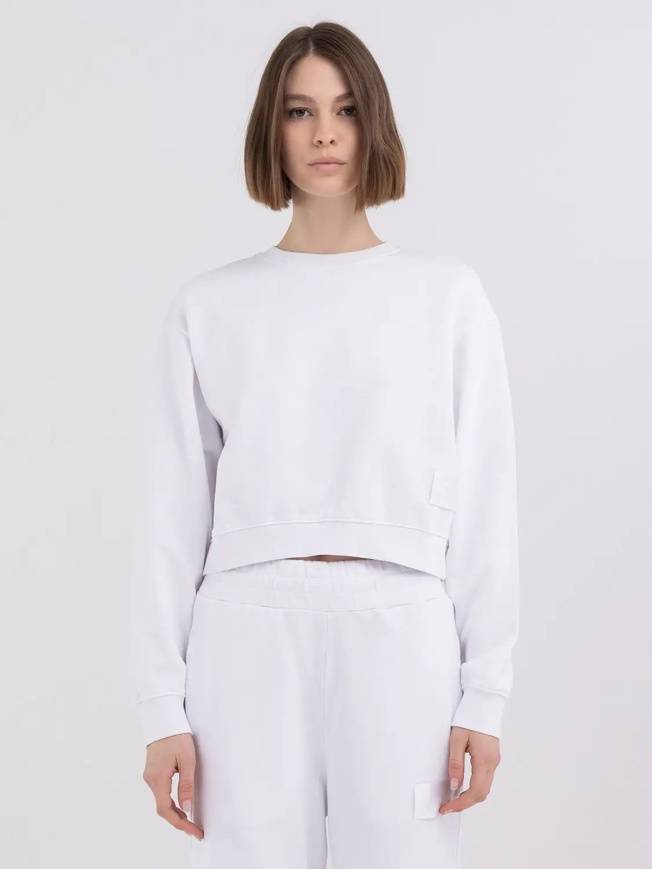 Please Jeans REPLAY FELPA CROPPED - WHITE Convenienza