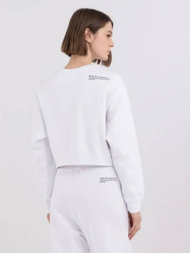 Please Jeans REPLAY FELPA CROPPED - WHITE Convenienza