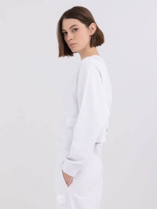 Please Jeans REPLAY FELPA CROPPED - WHITE Convenienza
