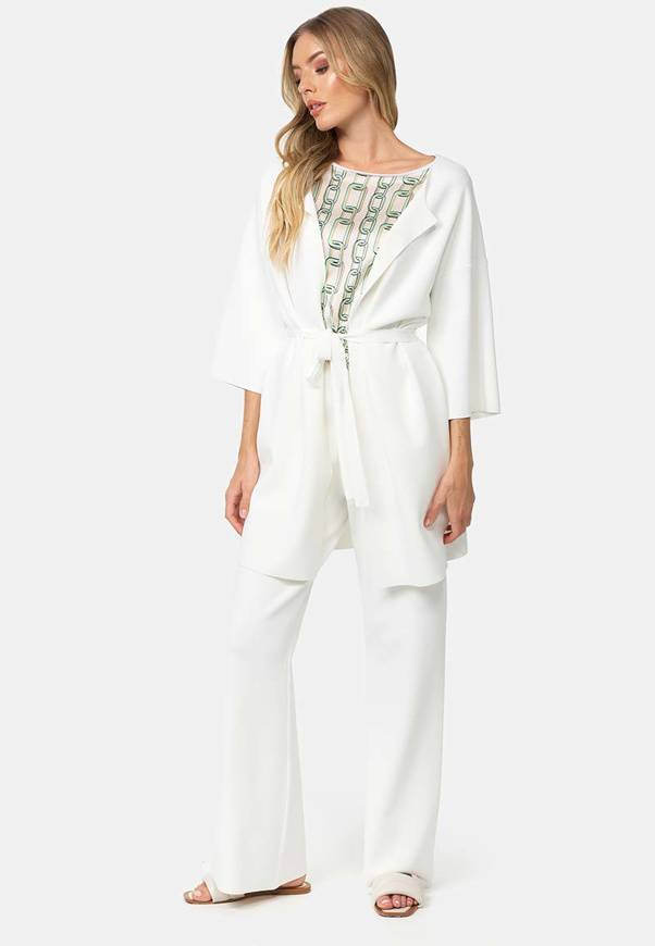 Please Jeans CAPPOTTO IN MAGLIA CATNOIR A 1/2 MANICHE IN VISCOSA - BIANCO Outlet