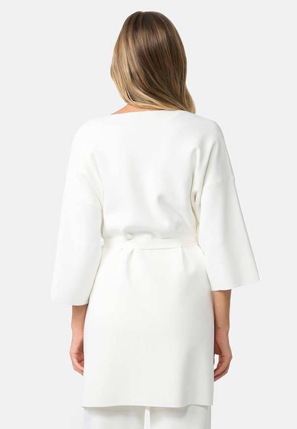 Please Jeans CAPPOTTO IN MAGLIA CATNOIR A 1/2 MANICHE IN VISCOSA - BIANCO Outlet