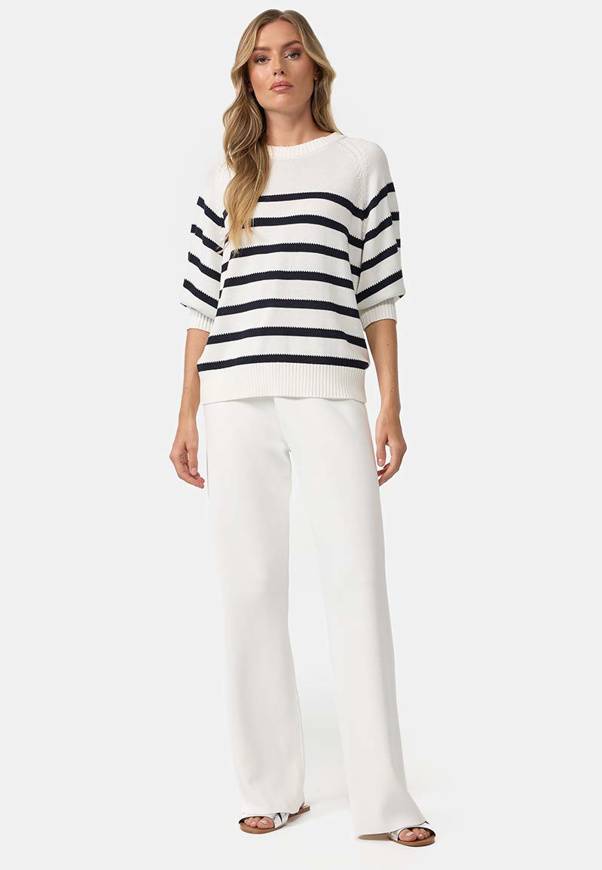 Please Jeans MAGLIA CATNOIR CON MANICHE A 3/4 E RIGHE - NAVY In Vendita