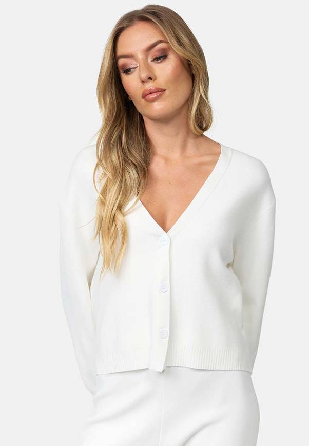 Please Jeans CARDIGAN CATNOIR IN MISTO VISCOSA - BIANCO Saldi