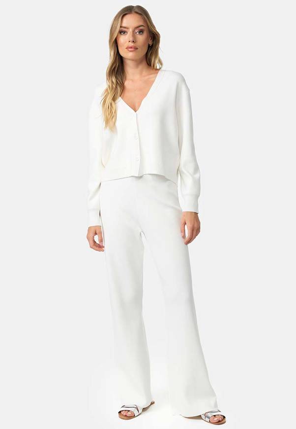 Please Jeans CARDIGAN CATNOIR IN MISTO VISCOSA - BIANCO Saldi