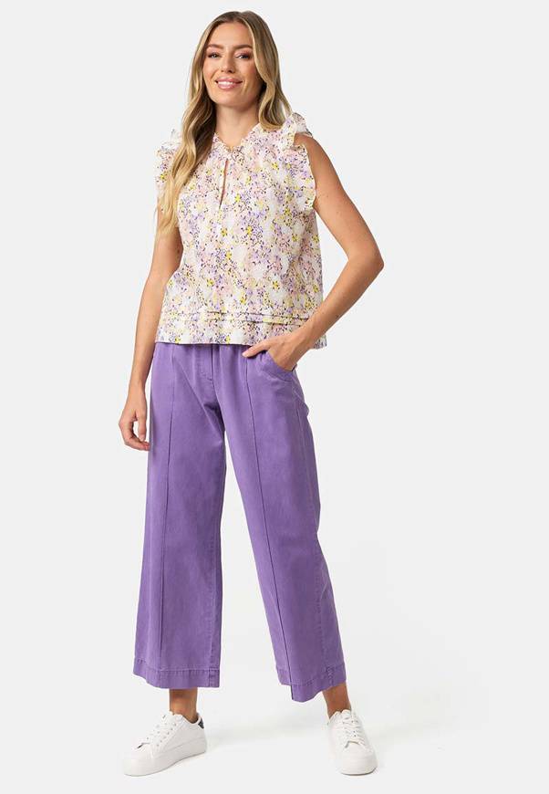 Please Jeans PANTALONI CATNOIR IN TENCEL - LILLA In Saldo