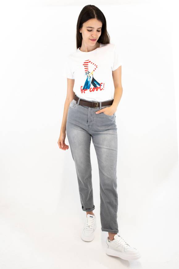 Please Jeans PLEASE T-SHIRT - T76 327 - WHITE Economico