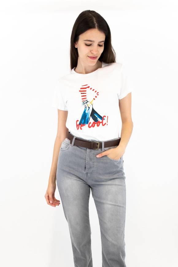Please Jeans PLEASE T-SHIRT - T76 327 - WHITE Economico