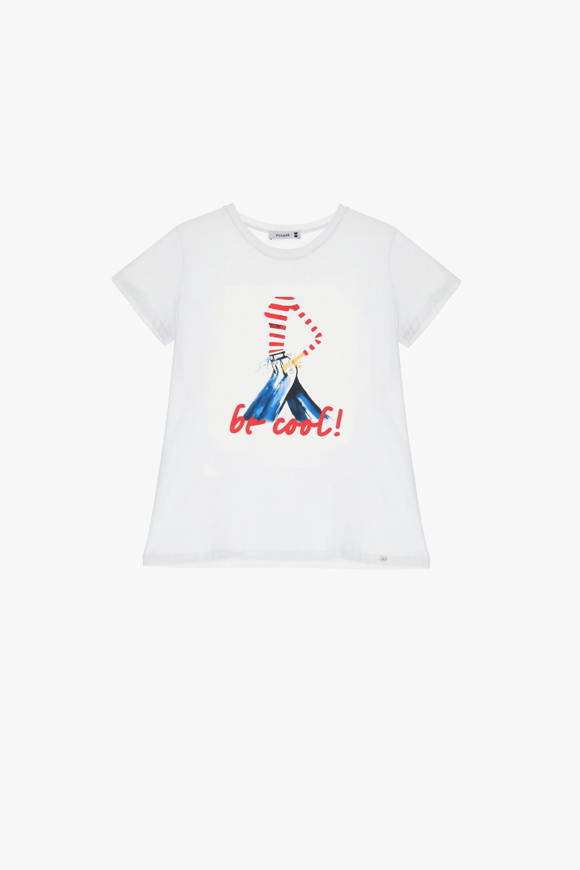 Please Jeans PLEASE T-SHIRT - T76 327 - WHITE Economico