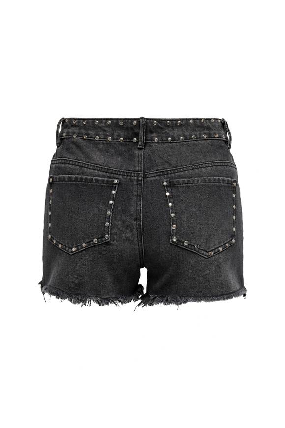 Please Jeans ONLPACY HW STUDDED DENIM SHORTS - 152 006 BLACK DENIM Nuovo