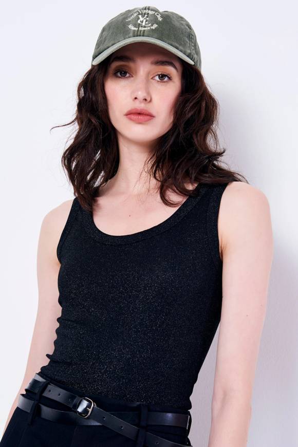 Please Jeans VICOLO TANK-TOP GLITTER - UB0 009 - BLACK Moda