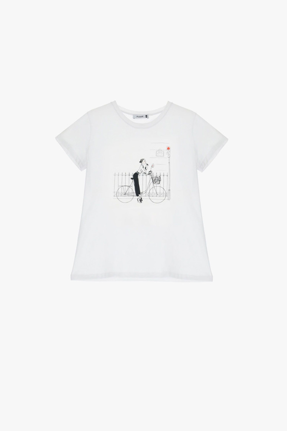 Please Jeans PLEASE T-SHIRT - T76 323 - WHITE Soddisfazione Garantita