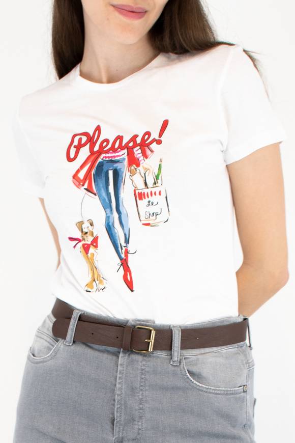 Please Jeans PLEASE T-SHIRT - T76 329 - WHITE Qualità Garantita