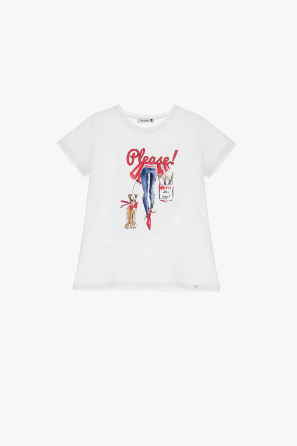 Please Jeans PLEASE T-SHIRT - T76 329 - WHITE Qualità Garantita