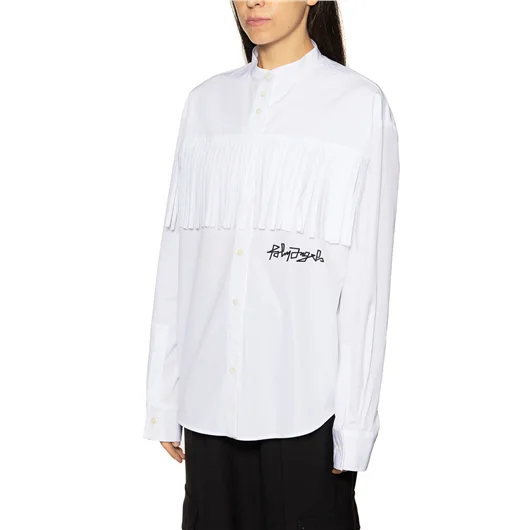 PALM ANGELS CAMICIA IN COTONE LOGO DESERT E FRANGE Moda