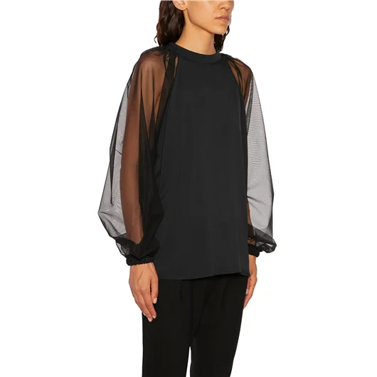 NOSTRASANTISSIMA CAMICIA RAGLAN IN SETA E TULLE Promozione