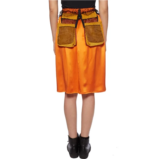 QUETSCHE_ GONNA IN SETA CON TASCHE APPLICATE Italia